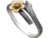 Gemshine ring with flower, cherry blossom in 925 silver, gold plated or rose - Made in Spain - Size adjustable - Quality, Fair Trade Jewelry, Color:Silver