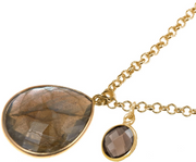 Gemshine Necklace with Pendant: Labradorite and Smoky Smoky Quartz GEMSTONE in 925 Silver Gold Plated. Fair Trade, Quality Jewelry Made in Spain