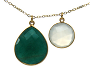 Gemshine Necklace with Pendant: Green Emerald and White Jade GEMSTONE in 925 Silver Gold Plated. Fair Trade, Quality Jewelry Made in Spain