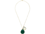 Gemshine Necklace with Pendant: Green Emerald and White Jade GEMSTONE in 925 Silver Gold Plated. Fair Trade, Quality Jewelry Made in Spain