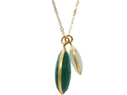 Gemshine Necklace with Pendant: Green Emerald and White Jade GEMSTONE in 925 Silver Gold Plated. Fair Trade, Quality Jewelry Made in Spain