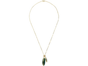 Gemshine Necklace with Pendant: Green Emerald and White Jade GEMSTONE in 925 Silver Gold Plated. Fair Trade, Quality Jewelry Made in Spain