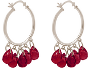 Gemshine earrings with deep red garnet GEMSTONE drops. Earrings in 925 silver, gold plated or rose HOOPS. Fair Trade, Ethical Jewelry Made in Spain, Metal Color:Silver