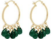 Gemshine earrings with deep green tourmaline quartz GEMSTONE drops. Earrings in 925 silver, gold plated or rose HOOPS. Fair Trade, Ethical Jewelry Made in Spain, Metal Color:Silver Gold Plated.