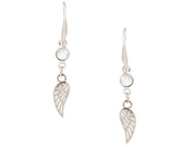 Gemshine ladies earrings wings WINGS guardian angel with white jade GEMSTONES in 925 silver. Sustainable, Fair Trade, Ethical, Made in Spain