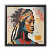 Native Indian Lady Portrait Canvas Wall Art With Frame