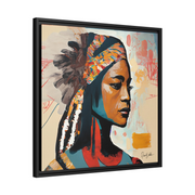 Native Indian Lady Portrait Canvas Wall Art With Frame