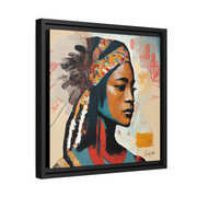 Native Indian Lady Portrait Canvas Wall Art With Frame