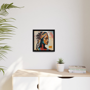 Native Indian Lady Portrait Canvas Wall Art With Frame