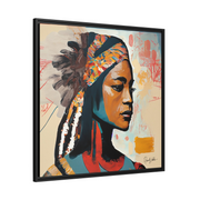 Native Indian Lady Portrait Canvas Wall Art With Frame