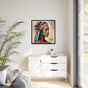 Native Indian Lady Portrait Canvas Wall Art With Frame