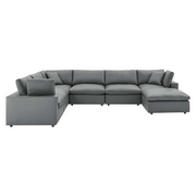 Commix Down Filled Overstuffed Vegan Leather 7-Piece Sectional Sofa - Gray EEI-4922-GRY