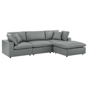 Commix Down Filled Overstuffed Vegan Leather 4-Piece Sectional Sofa - Gray EEI-4915-GRY