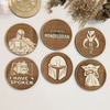 Set of 6 The Mandalorian Wooden Coasters - Handmade Gift - Housewarming - Wood Kitchenware