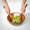 Wooden Salad Bowl with Oval Coconut Shell Inlay + Salad Server