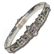 Artisan Unique Handmade Amethyst Tribal Style Hinged Bangle with Barrel Screw Clasp - Anthro-Pop