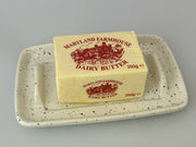 Butter Dish Light Speckled Blue Glaze - Anthro-Pop