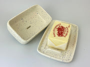 Butter Dish Light Speckled Blue Glaze - Anthro-Pop