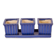 Ceramic Mini Planter Set - Blue Square - Anthro-Pop