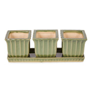 Ceramic Mini Planter Set - Green Square - Anthro-Pop