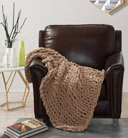 Chenille Chunky Knit Throw Blanket - Mushroom - Anthro-Pop