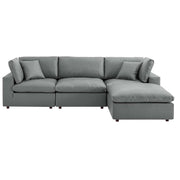 Commix Down Filled Overstuffed Vegan Leather 4-Piece Sectional Sofa - Gray EEI-4915-GRY - Anthro-Pop