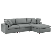 Commix Down Filled Overstuffed Vegan Leather 4-Piece Sectional Sofa - Gray EEI-4915-GRY - Anthro-Pop