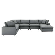 Commix Down Filled Overstuffed Vegan Leather 7-Piece Sectional Sofa - Gray EEI-4922-GRY - Anthro-Pop