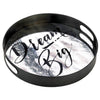 Dream Big Round Mirrored Metal Tray - 15 inches - Anthro-Pop