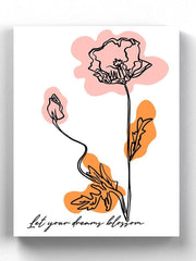 Flowers And Leaves Line Art Wrapped Canvas -Image by Shutterstock - Anthro-Pop