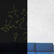 Glowing Vinyl Ceiling Decal Star Map with Lines - Glow in the Dark Constellations Sticker - Luminescent Milky Way Stars + Free Decal Gift! - Anthro-Pop