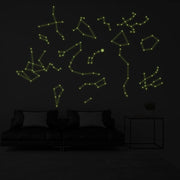 Glowing Vinyl Ceiling Decal Star Map with Lines - Glow in the Dark Constellations Sticker - Luminescent Milky Way Stars + Free Decal Gift! - Anthro-Pop