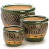 Green Ceramic Diamond Pattern Planter Set - Anthro-Pop