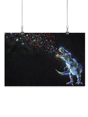 Hand Paint Crystal Glowing T-Rex Poster -Image by Shutterstock - Anthro-Pop