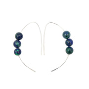 Handmade Azurite Curves | Hammered Sterling Silver Earrings | Eco-Friendly Jewelry | Hypoallergenic & Nickel-Free | Natural Stone - Anthro-Pop