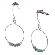 Handmade Emerald Loops | Sterling Silver Earrings | May Birthstone | Eco-Friendly Jewelry | Hypoallergenic & Nickel-Free | Natural Stone | Wedding Anniversary - Anthro-Pop