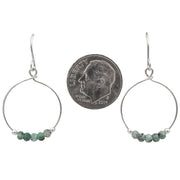 Handmade Emerald Loops | Sterling Silver Earrings | May Birthstone | Eco-Friendly Jewelry | Hypoallergenic & Nickel-Free | Natural Stone | Wedding Anniversary - Anthro-Pop