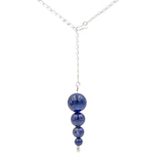 Handmade Lapis Lazuli Sterling Silver Lariat Necklace | December Birthstone | Eco-Friendly Jewelry | Adjustable Length | Hypoallergenic & Nickel-Free | Natural Stone | Wedding Anniversary - Anthro-Pop