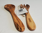 Handmade Olive Wood Utensils Salad Servers 9.5 inch - Anthro-Pop