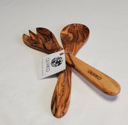 Handmade Olive Wood Utensils Salad Servers 9.5 inch - Anthro-Pop