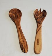 Handmade Olive Wood Utensils Salad Servers 9.5 inch - Anthro-Pop