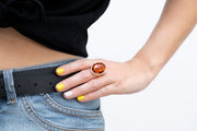 Handmade Oval Amber Ring - Anthro-Pop