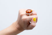 Handmade Oval Amber Ring - Anthro-Pop