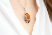 Handmade Oxidised Butterfly Amber Pendant - Anthro-Pop