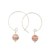 Handmade Rhodochrosite Hoop Curves | Copper Hoop Earrings | Eco-Friendly Jewelry | Hypoallergenic & Nickel-Free | Natural Stone - Anthro-Pop