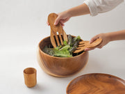 Large Wooden Buddha Bowl + Salad Server - Anthro-Pop