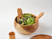 Large Wooden Buddha Bowl + Salad Server - Anthro-Pop