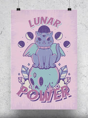 Lunar Power Kitten Poster -SmartPrintsInk Designs - Anthro-Pop