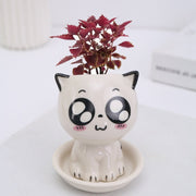 Mini Cat Shaped Cartoon Ceramic Flowerpot - Anthro-Pop