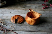 OLIVIKO 100% olive wood Sugar box, Spices box, wooden box with spoon, sugar bowl with lid - Anthro-Pop